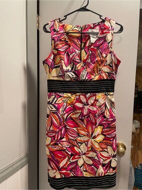 DBY ltd. Sleeveless Floral Sheath Dress in Pink, Orange & Yellow size 8